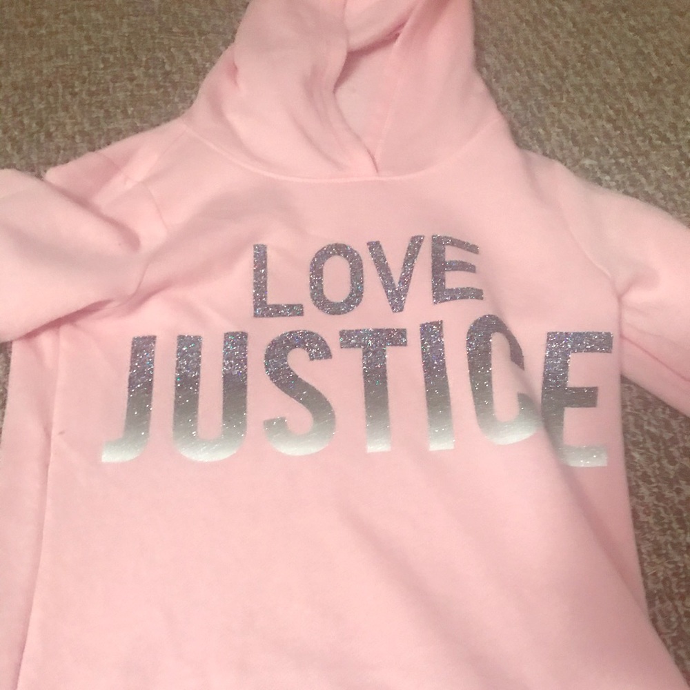 Pink with ombré letters justice hoodie girls